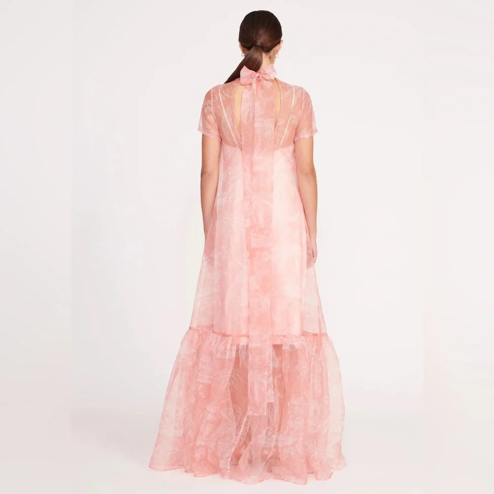 NWT STAUD Calluna Dress Cherry Blossom Ivory Toile Maxi Gown Size Small - Picture 2 of 6